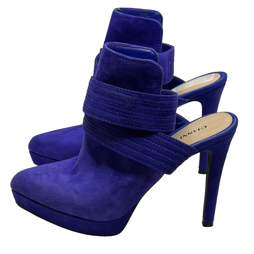 new Gianni Bini ♥︎ Suede Ankle Wrap Platform Slingback Stilettos Heels ♥︎ Cobalt - Picture 5 of 16